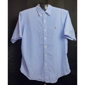 Polo Ralph Lauren Classic Fit Blue/white Gingham Short Sleeve Button Down Size L